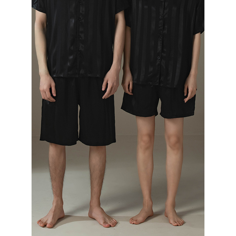Couple's Pajama Pants Summer Casual Thin Ice Silk Large Pants Silk Satin Home Shorts for Men and Women
