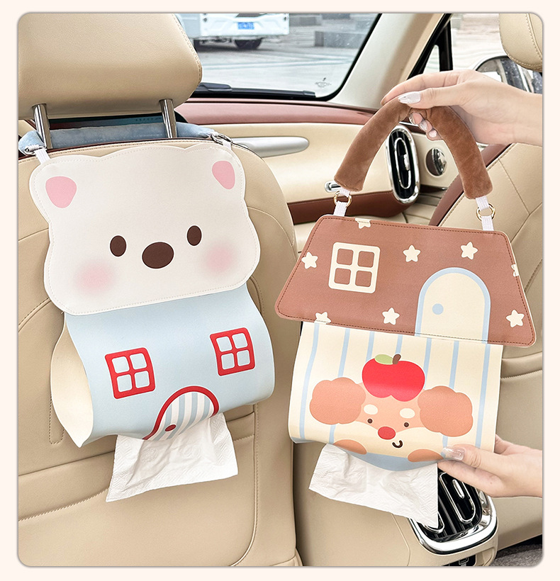 New Car Hanging Tissue Box, Suitable for Electric Vehicles and Tricycles, Cute Girly Tissue Box