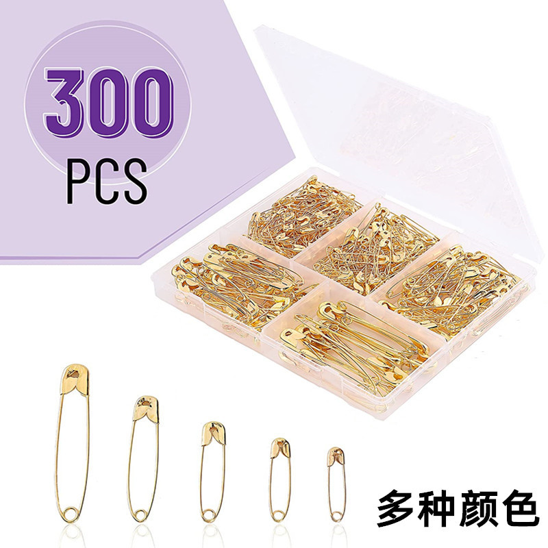 供跨境盒装300个安全别针 5尺寸防锈安全别针 金银黑色亚马逊锁针-阿里巴巴