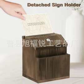 复古色木质建议收纳盒带锁壁挂式乡村风格实木投票盒捐赠盒