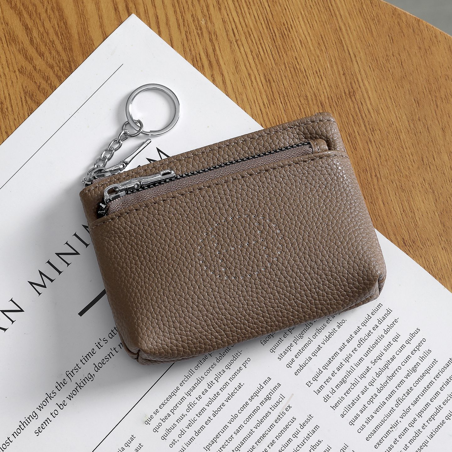 Nueva bolsa de cambio de cuero suave para mujeres, cuero suave de alta calidad, doble cremallera, llave de gran capacidad, bolsa pequeña para mujeres