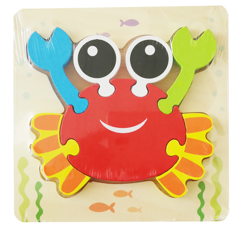 Simulación de madera de dibujos animados vehículo animal rompecabezas educación temprana bloques de construcción niños bebé cognición rompecabezas tridimensional al por mayor