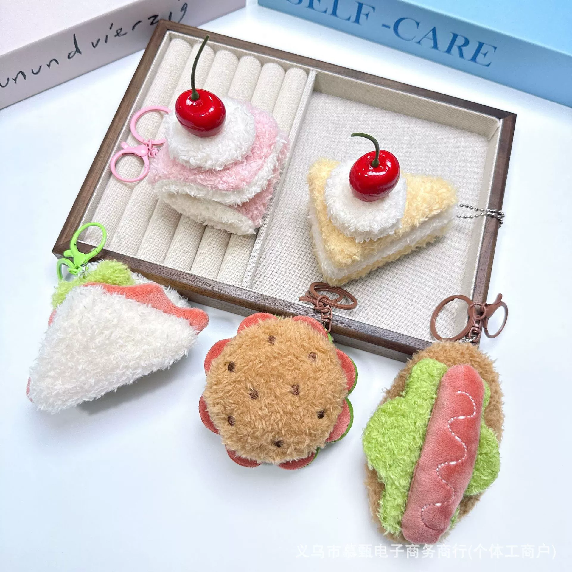 Милый плюшевый кулон в виде десерта, вишневого торта, гамбургера, сэндвича, еды, куклы, подвески для сумки, куклы для автомата с когтями