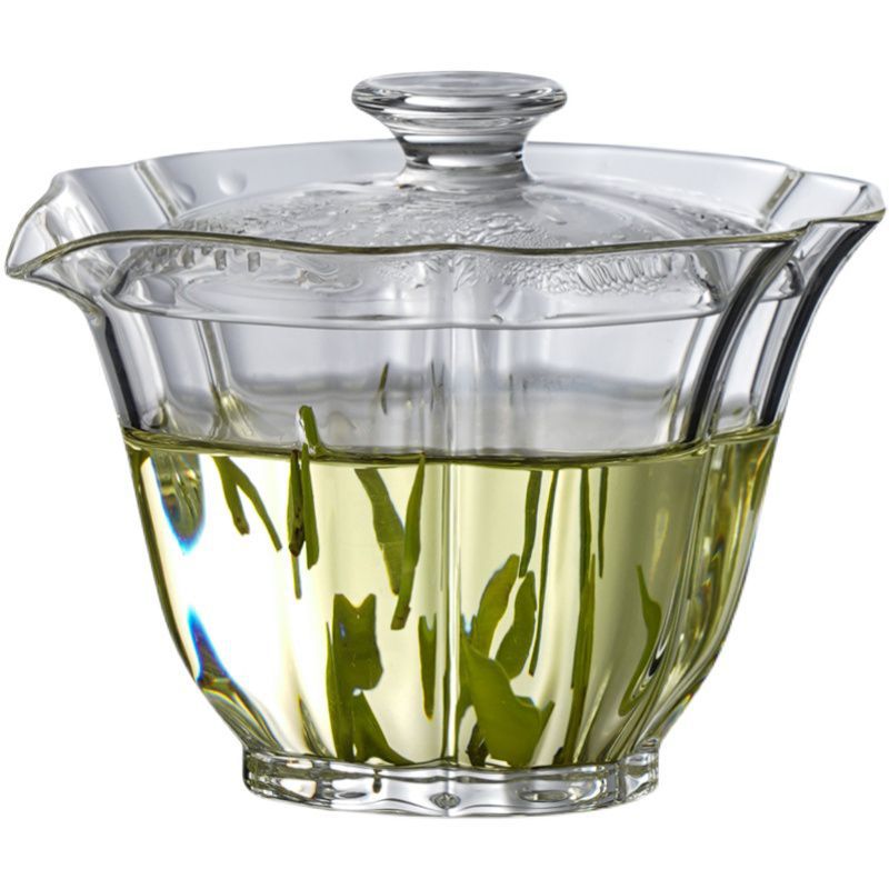 Nueva alta borosilicato vidrio creativo Baicai cubierta tazón con filtro agujero mano tazón hogar transparente vidrio tazón de té