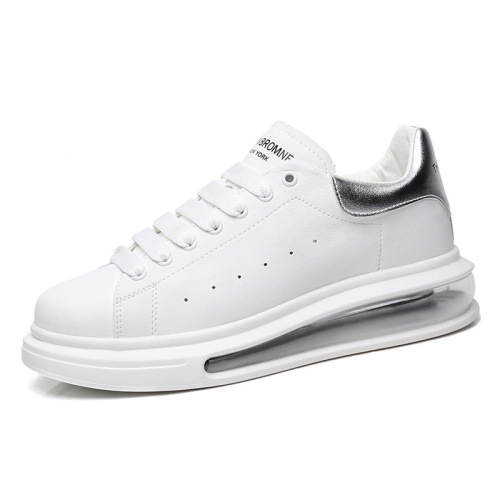 Men's White Sneakers Trendy Spring and Summer Air Cushion Thick Heel Height Couple's Casual Shoes Women's Leather Loafers