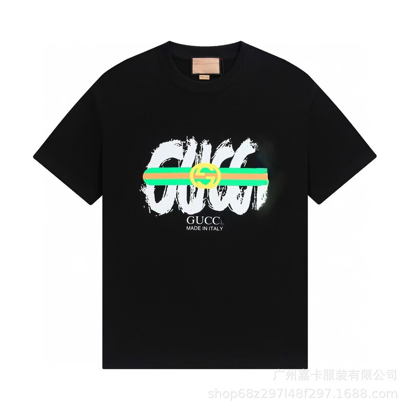 クロスボーダーハイエンドGファミリーTシャツラウンドネックフロントロゴ柄シリーズカジュアル男女同型半袖Tシャツ|undefined