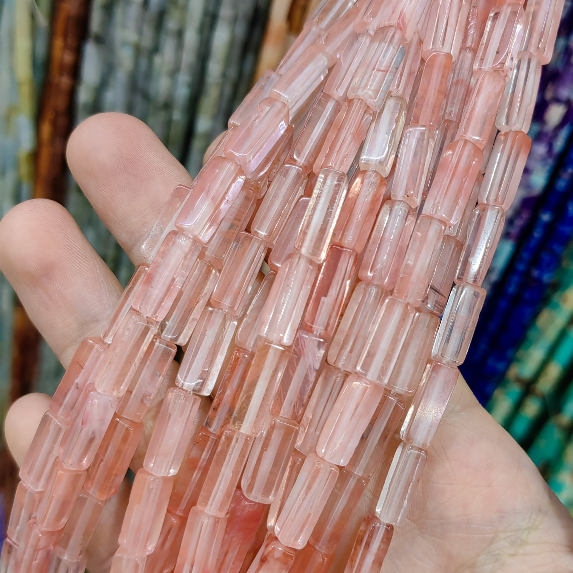 Venta caliente transfronteriza Piedra Natural cristal natural 4*13mm de largo cuadrado forma suelta cuentas semiacabados accesorios de la joyería de bricolaje image 29