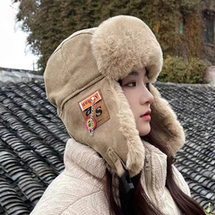 冬用の男性と女性用の綿帽子、厚みのある耳保護レイフェンハット、防風ベルベット、厚みのある防寒チェーンぬいぐるみフライトハット、外国貿易