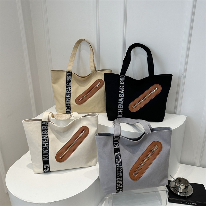Bolsa de lona para mujeres 2024 invierno nueva moda de gran capacidad de hombro brazo bolso de mano de viaje ocio bolso de mano