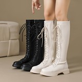 Демисезонные высокие сапоги на платформе