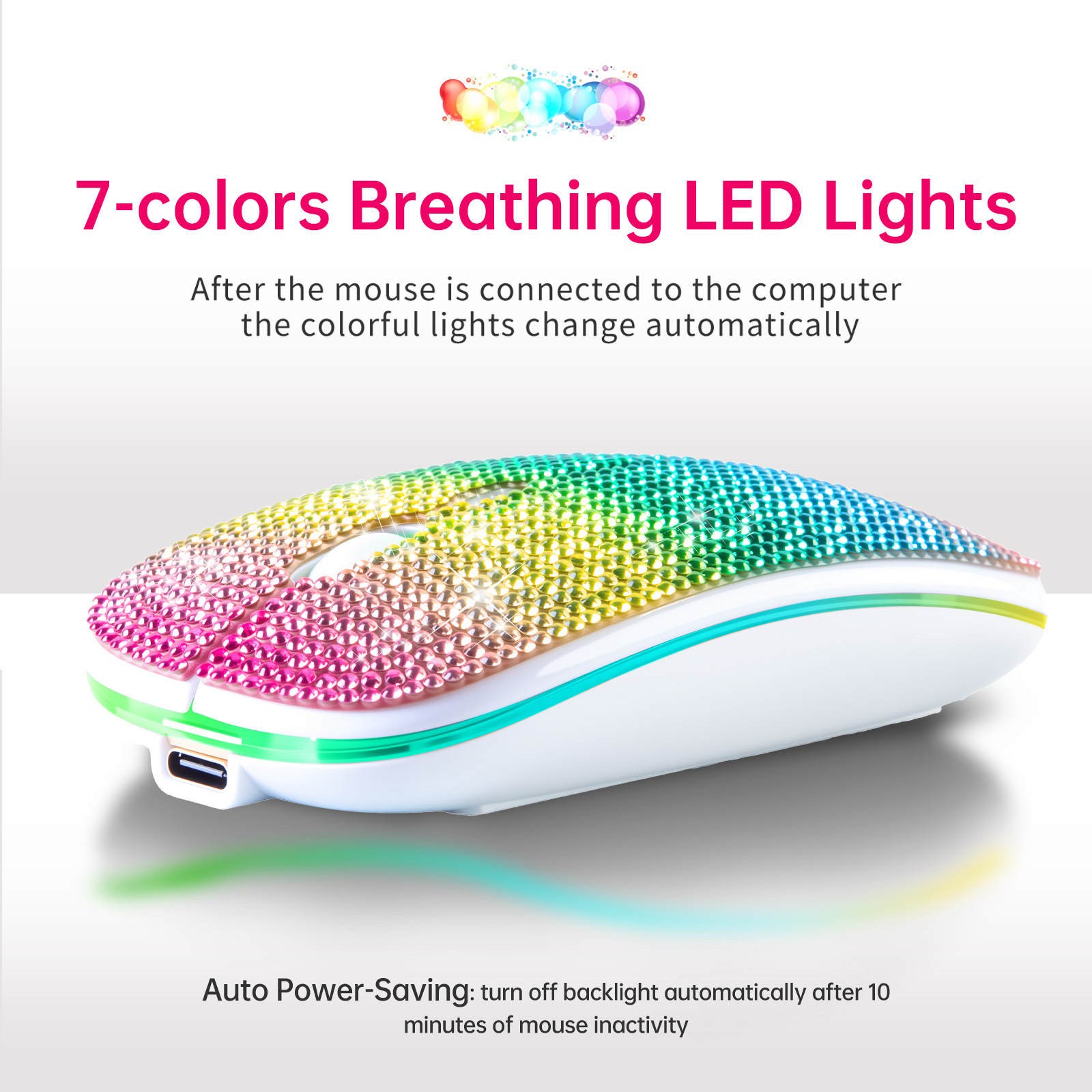 Bling Dazzling Mouse With Rhinestone Embroidery USB Bluetooth Dual Mode Illuminated Rechargeable Silent Wireless Computer Mouse_voghion.com