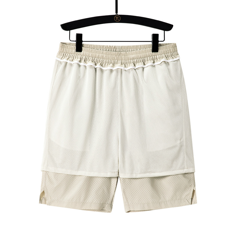 Pantalones cortos casuales de color sólido verano nuevos delgados pantalones transpirables casuales sueltos pantalones de cinco puntos versátiles en el exterior