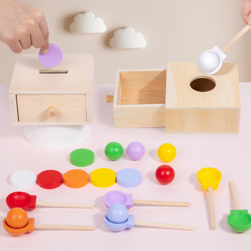 Educación temprana para niños 7 colores Moneda cajón cajón de color emparejado Juguetes de infantes al por mayor