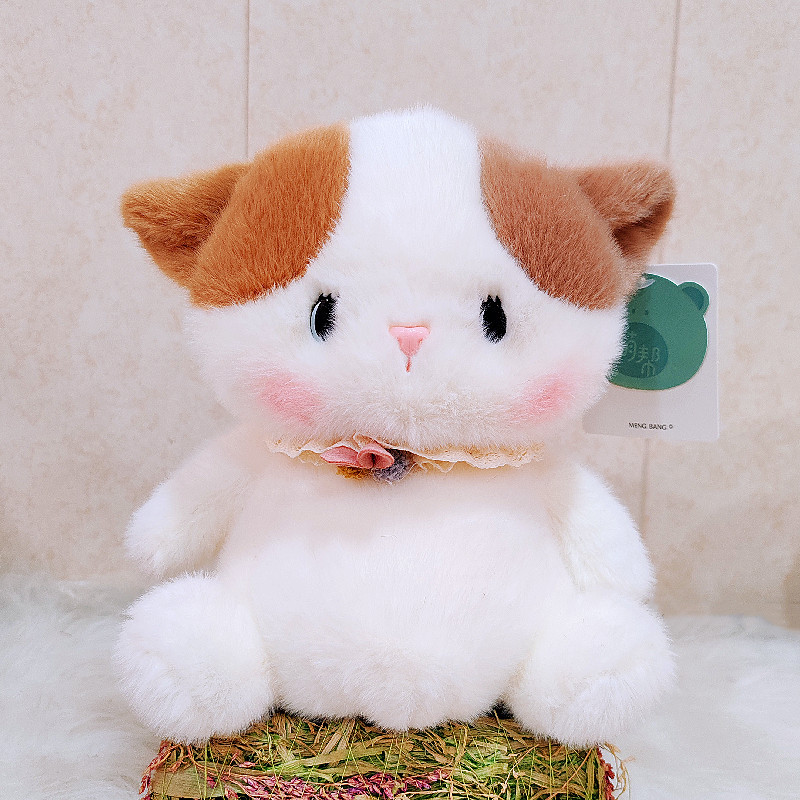 Linda mesa de puff de leche con adornos de muñecas, juguetes de peluche con muñecas, pequeños perros de leche, gatos de leche, regalos de cumpleaños para niños