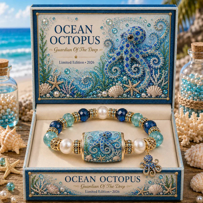 Ocean-themed crystal beaded bracelet, deep-sea animal conservation group support bracelet, jellyfish, shark, dolphin bracelet Ocean-themed crystal beaded bracelet, deep-sea animal conservation group support bracelet, jellyfish, shark, dolphin bracelet
