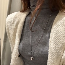 韩国极简双层珠珠水滴毛衣链新款ins风轻奢小众长项链冷淡风项饰