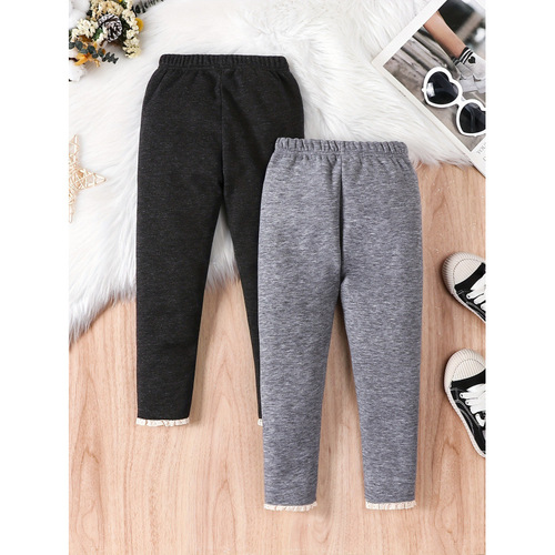 Z 69740 Girls Fleece Lined Leggings Girls 'suede leggings New European and American style