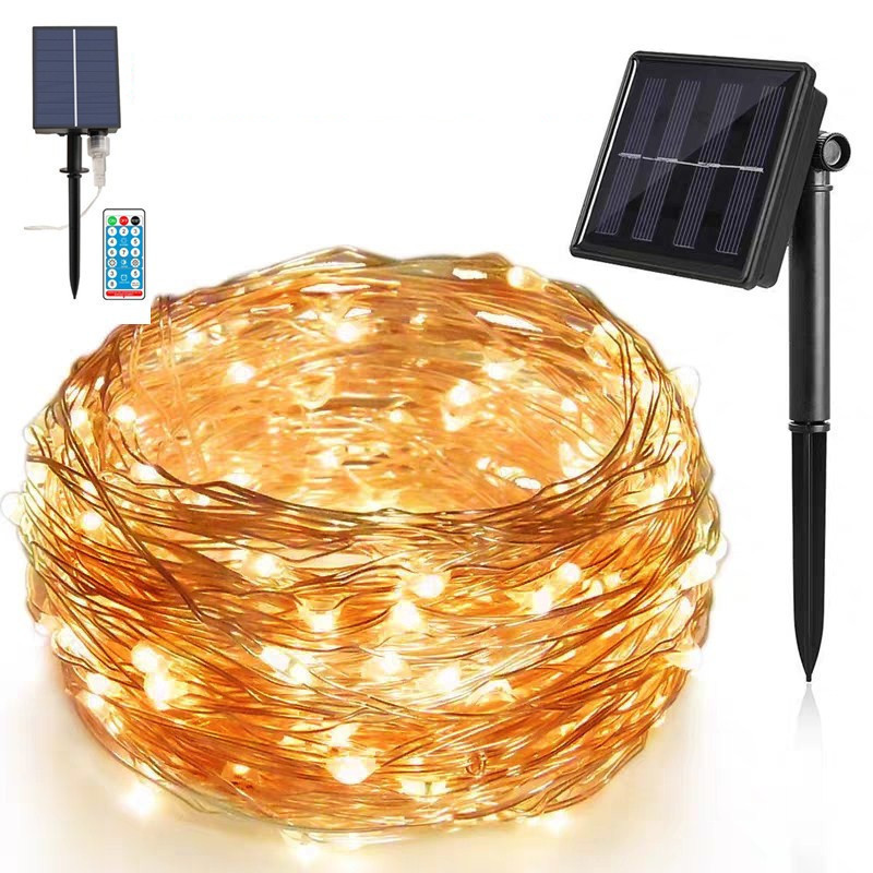 in stock amazon led solar copper wire fairy light string christmas holiday decorative lights outdoor waterproof colored lights