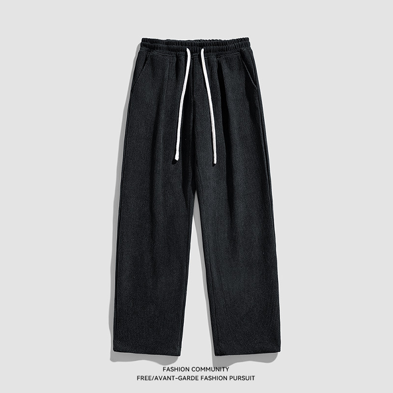 Corduroy Sweatpants Men's Spring And Autumn Casual Pants Loose Straight Drape Wide-leg Trousers Heavyweight Men's Sports Pants