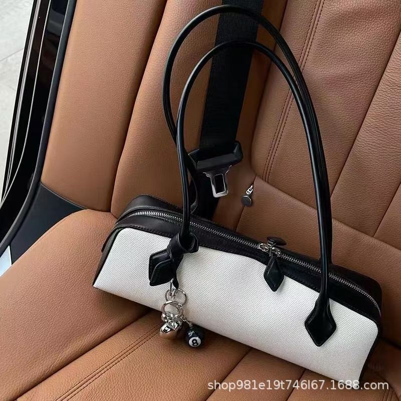 Retro Baguette Underarm Bag Genuine Leather Women's Handbag Casual Commuter Versatile Shoulder Bag - Thumbnail 2