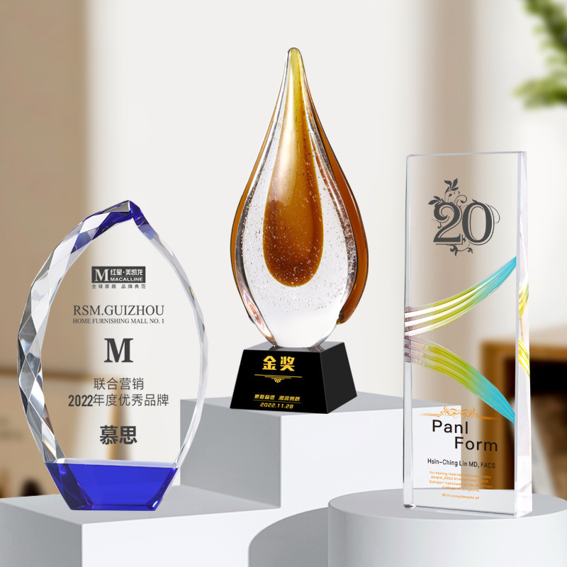 Water drop trophy, high-end creative trophy, company employee honor award, competition souvenir, crystal glass trophy design Water drop trophy, high-end creative trophy, company employee honor award, competition souvenir, crystal glass trophy design