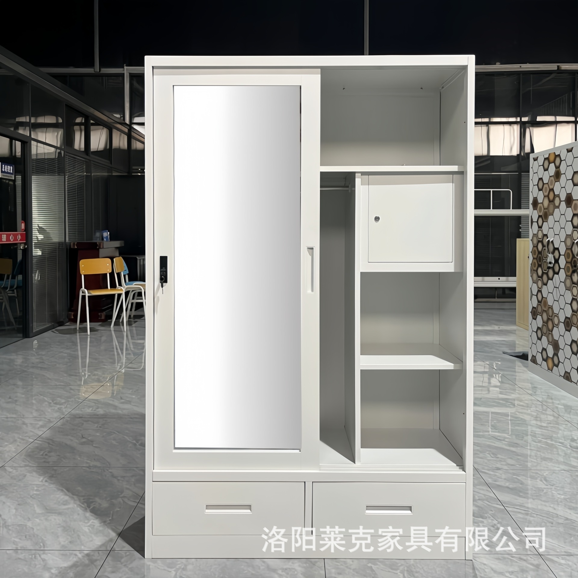 Fábrica personalizada de acero transfronteriza impresión gabinete dormitorio armario casero armario de hoja de hierro armario de almacenamiento puerta deslizante armario image 4