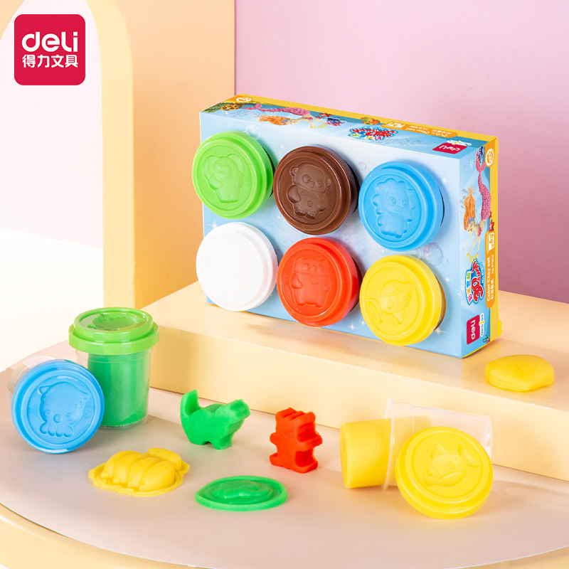 Deli 67803/67804 arcilla clara de 6 colores 12 colores de la taza de los niños plastilina arcilla de color arcilla espacio con el molde
