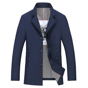 Men's stand collar trench coat Spring and Autumn new men's middle-aged business casual extra large size mid-length coat