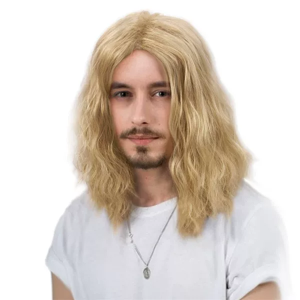 AliExpress Cross-border Foreign Trade Wig Men's Shoulder Long Curly Hair Handsome Corn Hot European and American Fashion Chemical Fiber Full Head Cover