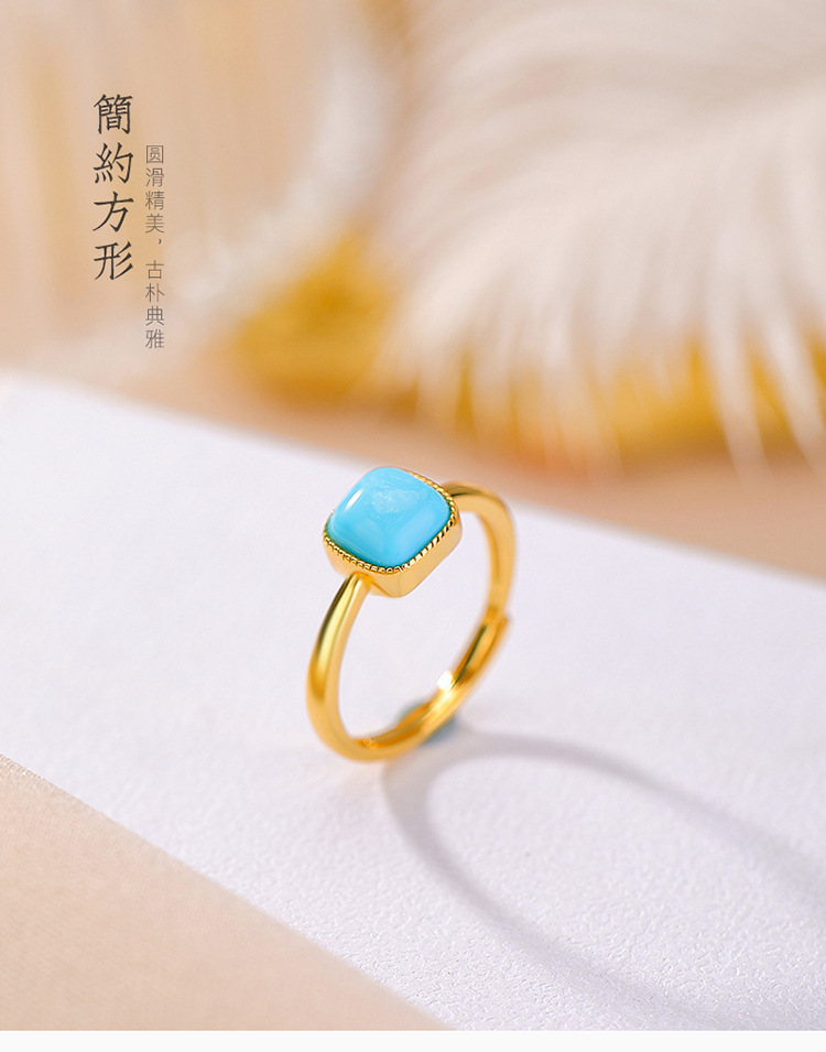 Nhẫn nữ bạc S925 mạ vàng họa tiết răng cưa retro — Một mảnh chi tiết 2