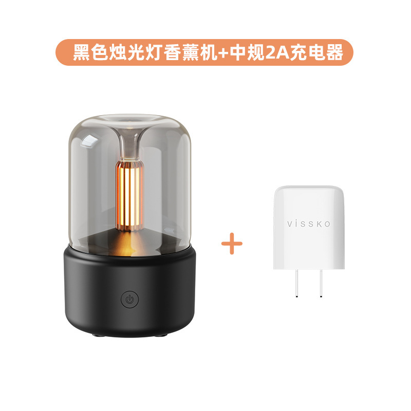 新创意仿真烛光香薰机 usb插电桌面氛围烛光灯家用香薰精油加湿器|undefined