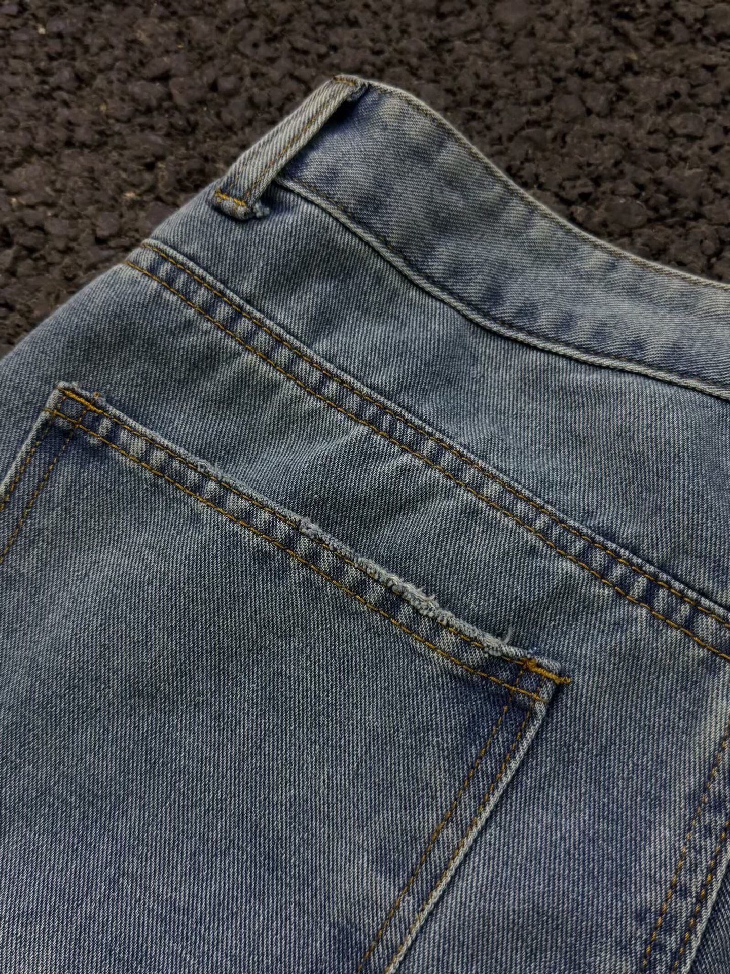 Men's Cleanfit Blue Jeans American High Street Wide Leg Straight Casual Trousers Midweight Cotton Non-Stretch Machine Washable_mkmklike.com