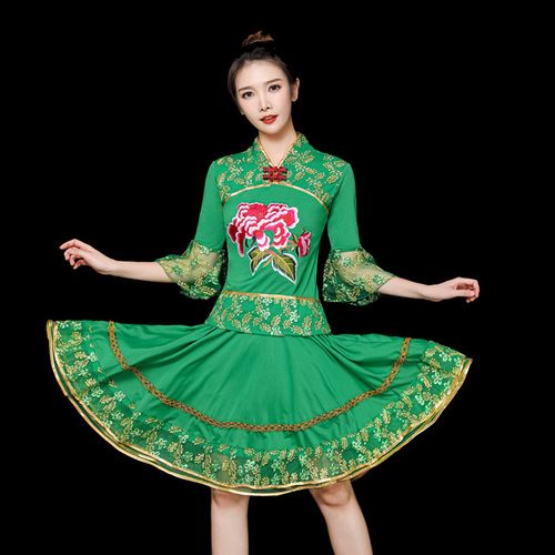 Spring and summer square dance costumes for women with ethnic style embroidery new middle-aged and elderly Yangko costumes for summer