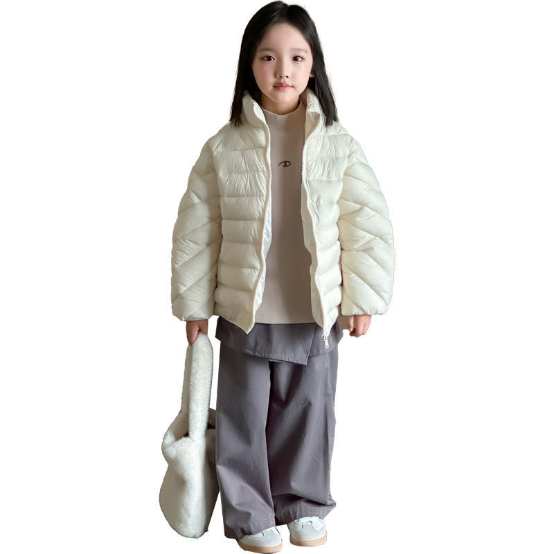 女童轻薄款羽绒棉服中小童宝宝男中大童小女孩短款外套校服神器|undefined