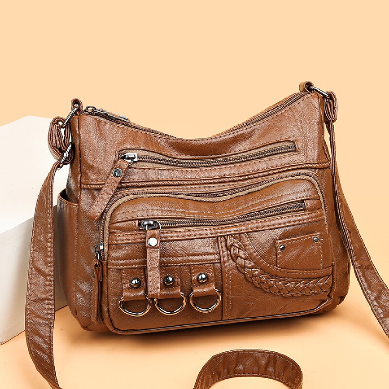 2025 Middle-Aged and Elderly Mother Bag Washed Leather Shoulder Bag Crossbody Bag Cross-Border Women's Bag Trendy Foreign Trade Women's Bag Shoulder Bag 2025 Middle-Aged and Elderly Mother Bag Washed Leather Shoulder Bag Crossbody Bag Cross-Border Women's Bag Trendy Foreign Trade Women's Bag Shoulder Bag
