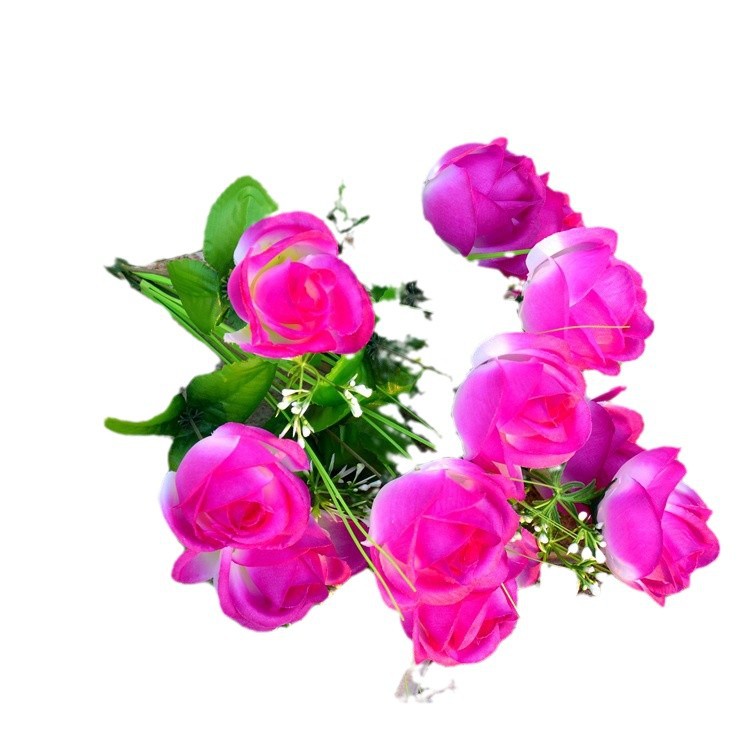 Ventas de fabricantes de flores de imitación Yiwu 12 ramas grises de cascada de flores 12 flores de plástico de rosa