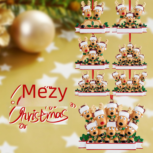 Christmas Reindeer Family Cute Home Decor Ornament Christmas Deer Family Holiday Name Hanger