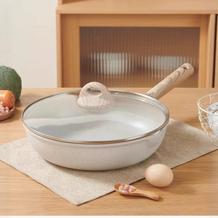 Maifanite Wok Non-stick Pan Household Flat-bottom Wok Flat-bottom Frying Pan Universal Induction Cooker Gas Stove