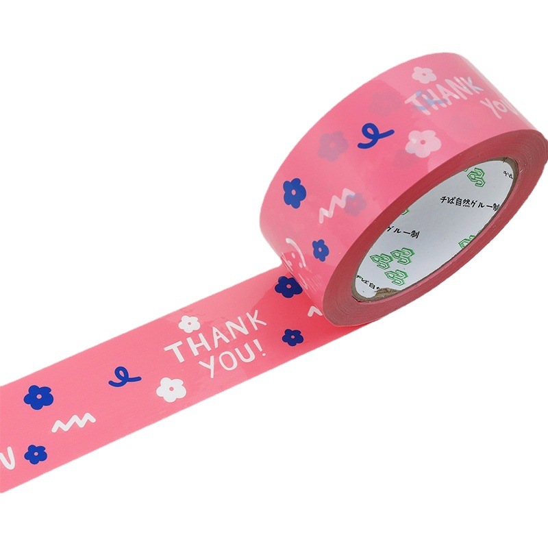 Palabras de advertencia cinta de sellado gracias impresión cinta de papel adhesiva de sellado cinta de dibujos animados Rosa lindo embalaje cinta adhesiva