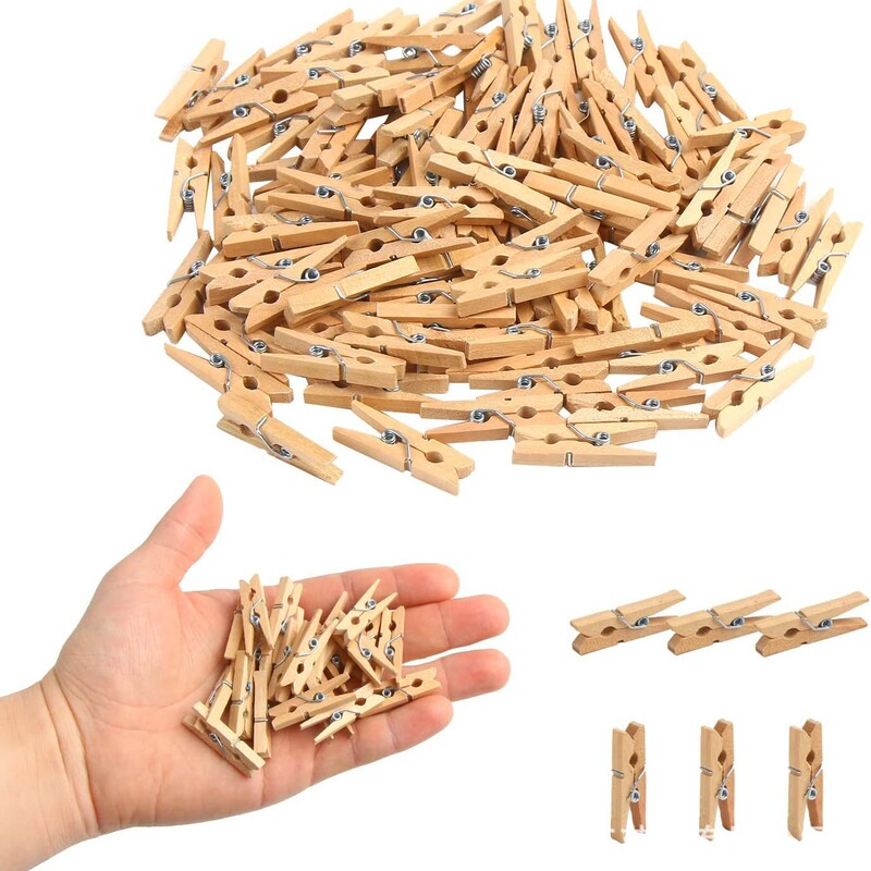 Cross-Border 2.5~7.2cm Wooden Clips DIY Photo Clips for Decoration, Photo Wall Clips, Memo Clips, Message Clips