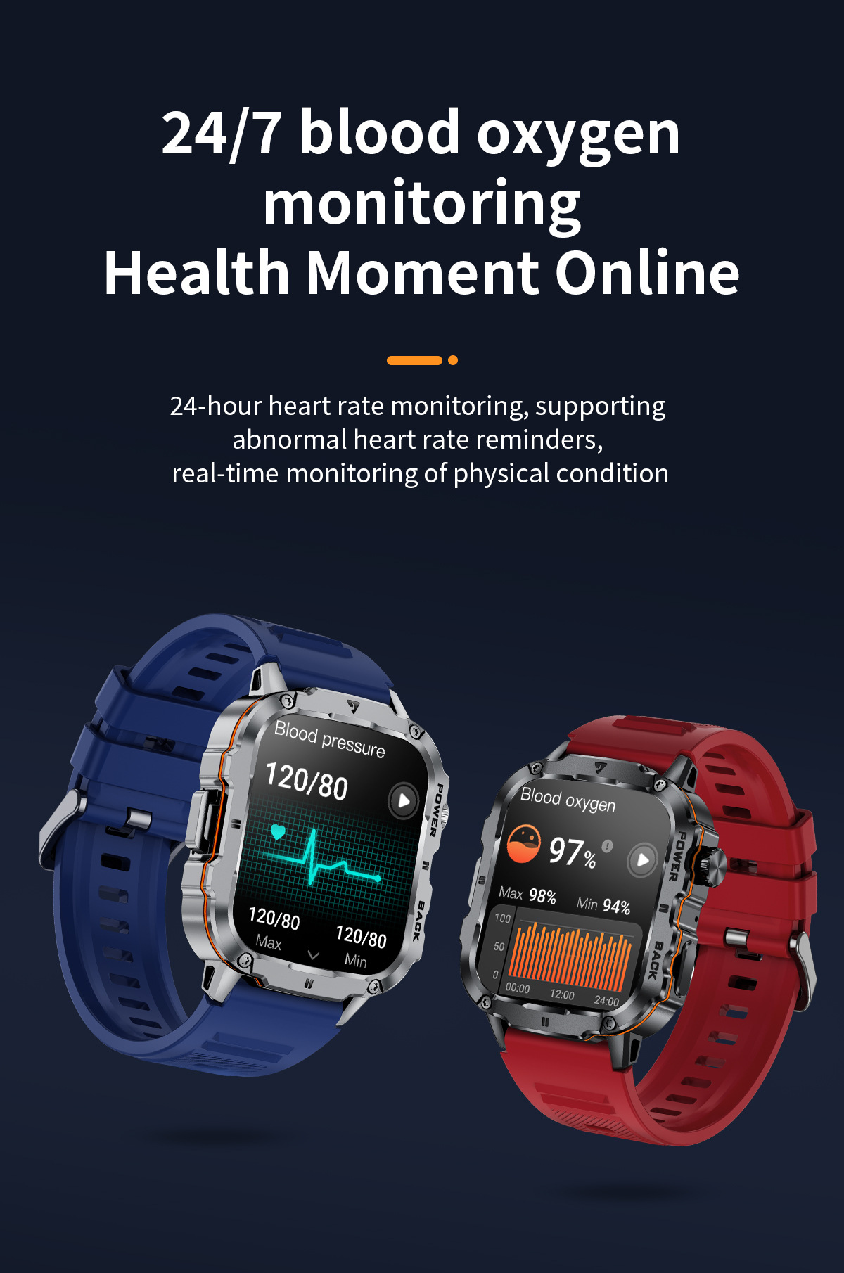 Men's Bluetooth Smartwatch With Heart Rate And Blood Oxygen Monitoring Multi Sports Watch Waterproof Fitness Tracker Touchscreen Watch_voghion.com