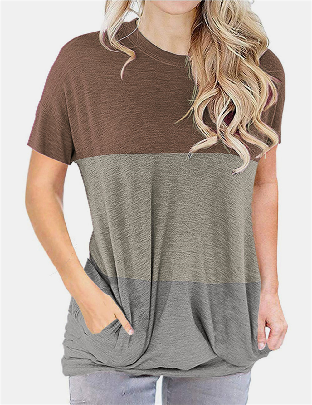 Color Matching Round Neck Loose Short Sleeve T-Shirt NSYHY107476