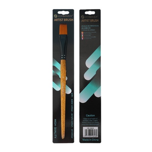Wood grain pole flat peak nylon hair oil paint brush aluminum tube acrylic single brush art studio watercolor pen wholesale