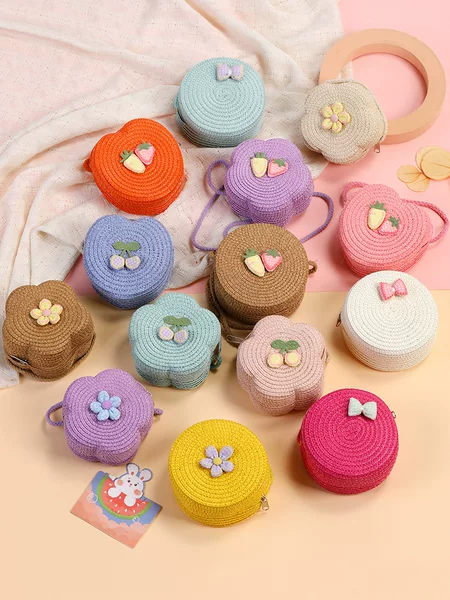 Seaside Beach Woven Bag 2025 New Straw Bag Accessible Luxury Style Kidsren's Bag Female Cute Crossbody Small Round Bag