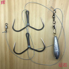 一带蝴蝶钩锚钩套装绑好成品一拖二防挂底带铅坠线组批发鲢庸专用