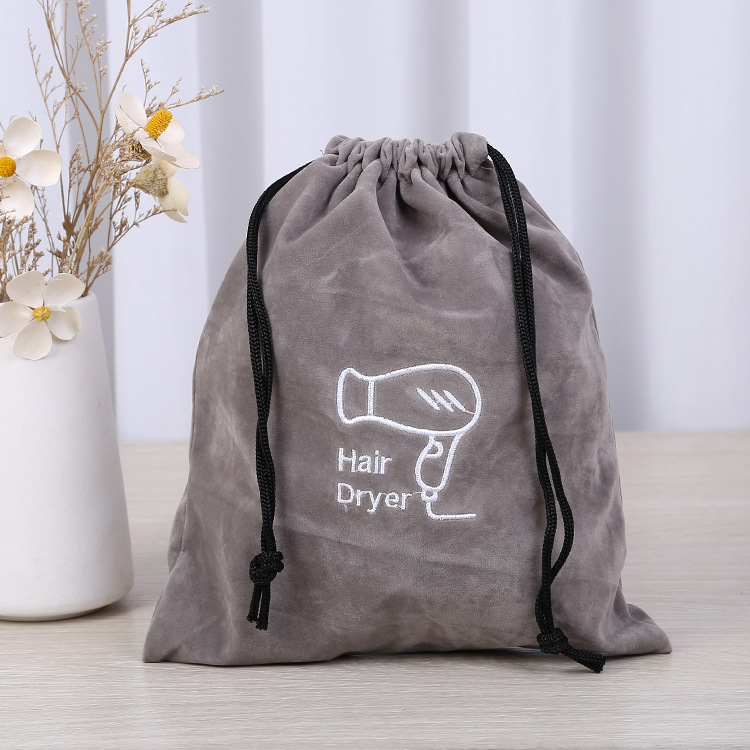 厂家定做吹风机绒布束口袋 抽绳袋 首饰包装袋 收纳袋 印logo图案