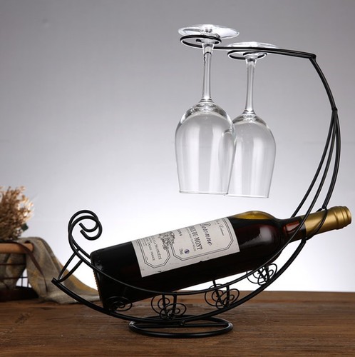Pirate ship wine rack ornaments creative European style light luxury style new Chinese style upside down goblet wine rack iron entrance rack