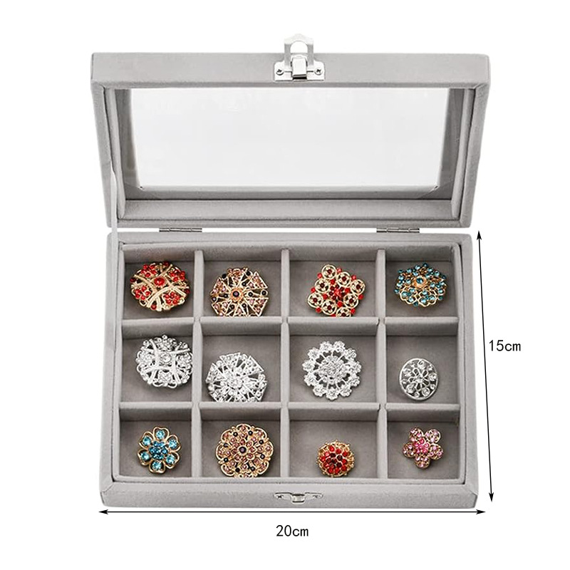 Ventana abierta caja de joyería pendientes collares de clasificación caja de almacenamiento de joyería caja de acabado de joyería casera caja de almacenamiento gris image 8