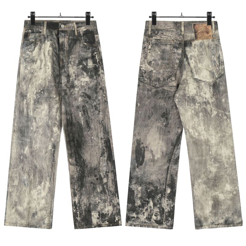AC style flat for 1981F inkjet graffiti old loose wide leg casual jeans 3D printing series of gods
