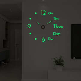 北欧创意免打孔diy挂钟玄关静音时钟数字钟表亚克力装饰墙贴钟